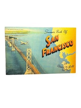 Vintage 1950s Souvenir Book of San Francisco 25 Color Views Travel Photo Book
